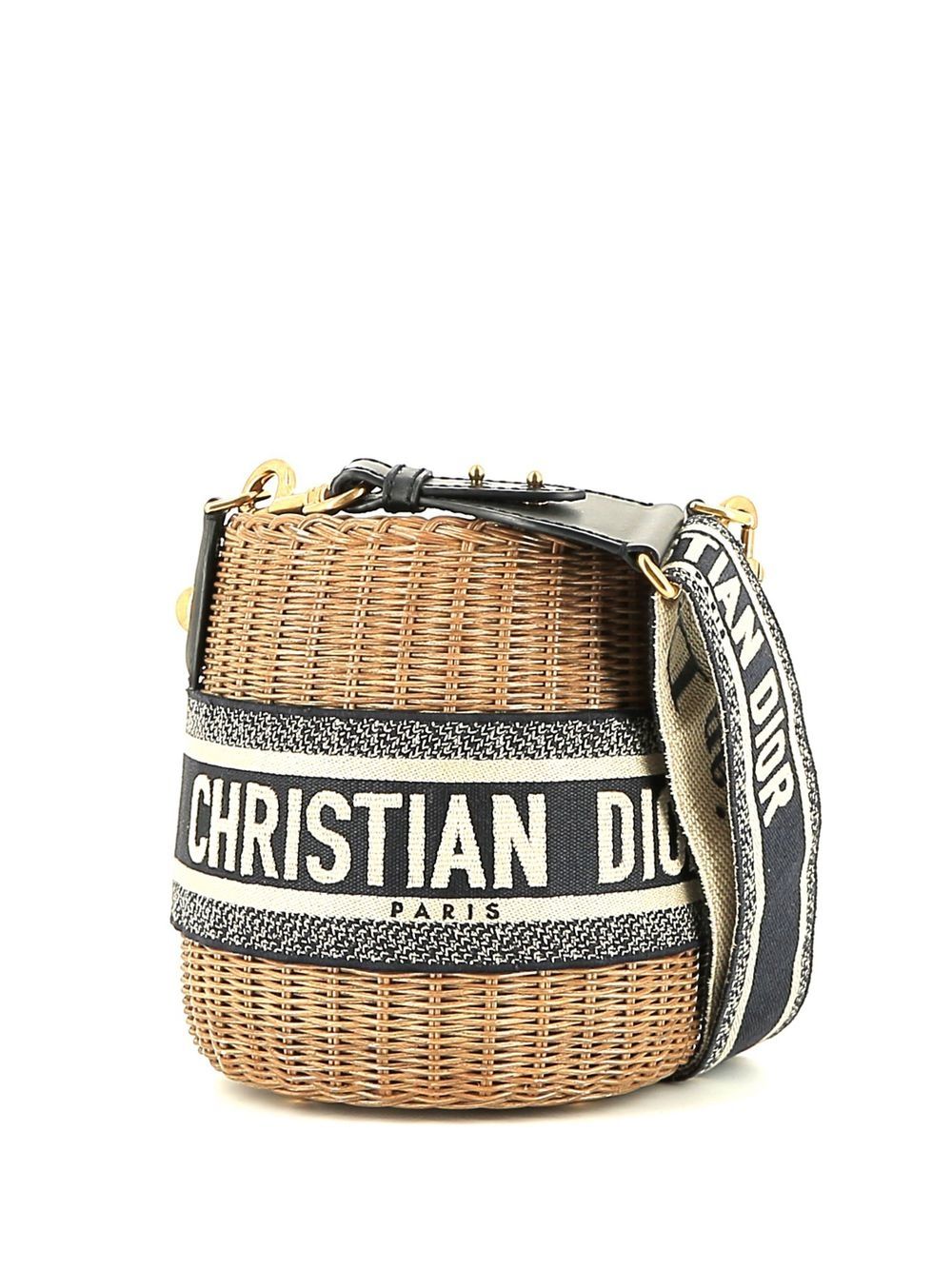 Christian Dior Pre-Owned Dior 藤编水桶单肩包（典藏款） - 褐色