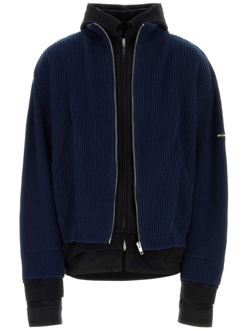 Balenciaga 分层式拉链连帽衫 - 蓝色