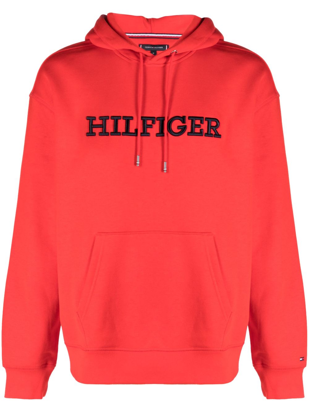 Tommy Hilfiger logo刺绣棉混纺连帽衫 - 红色