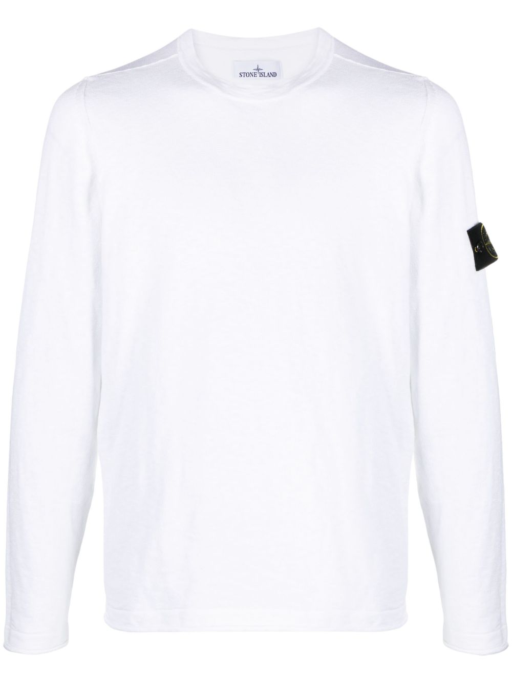 Stone Island 罗盘徽章平纹针织毛衣 - 白色