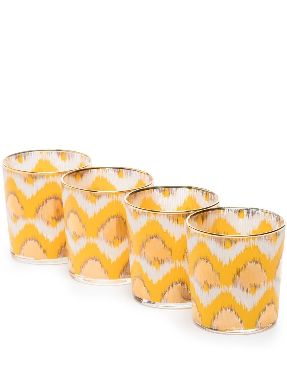 Les-Ottomans Ikat 印花玻璃杯 - 黄色