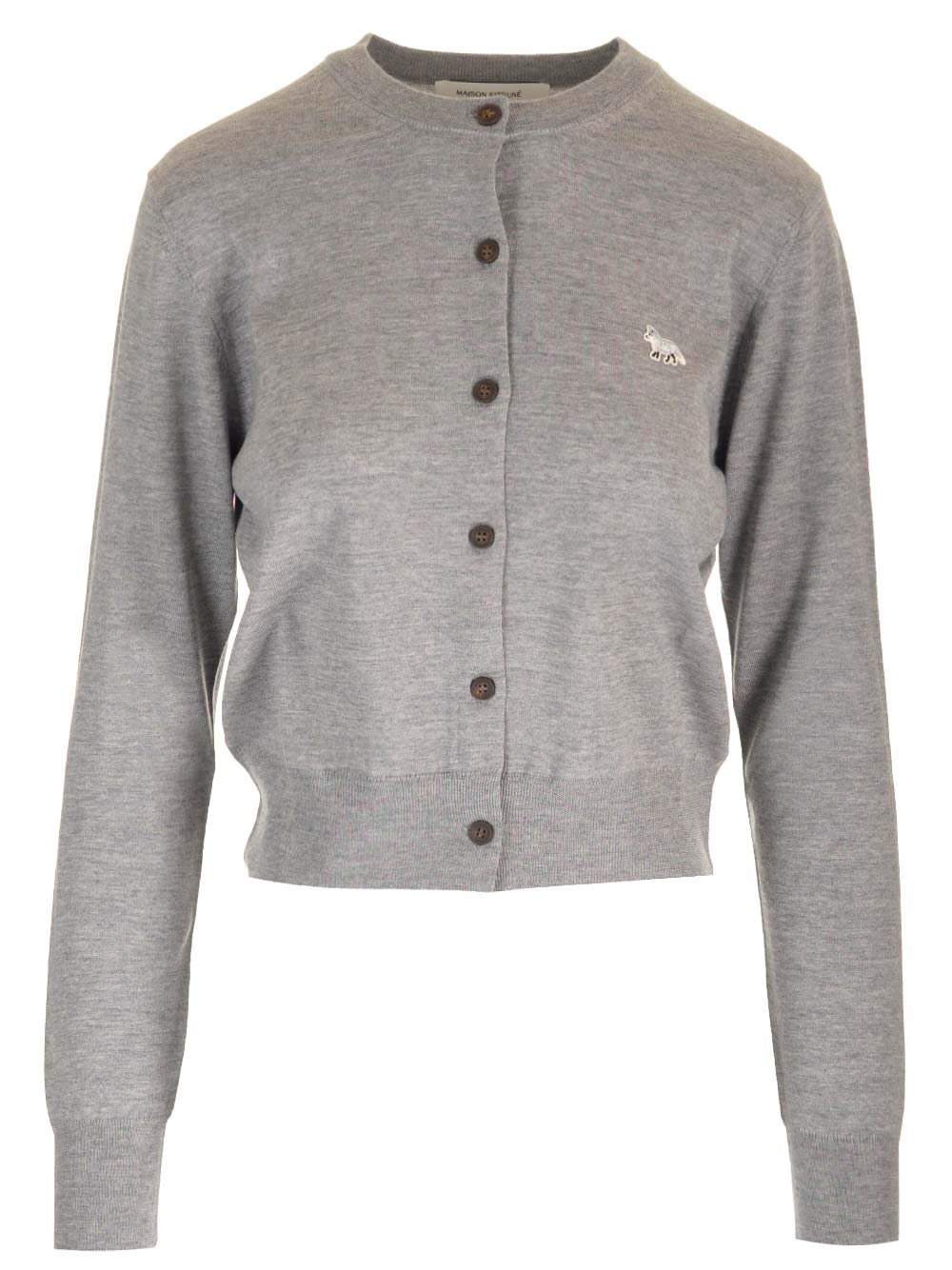 Maison Kitsuné Grey Cardigan With Baby Fox Patch