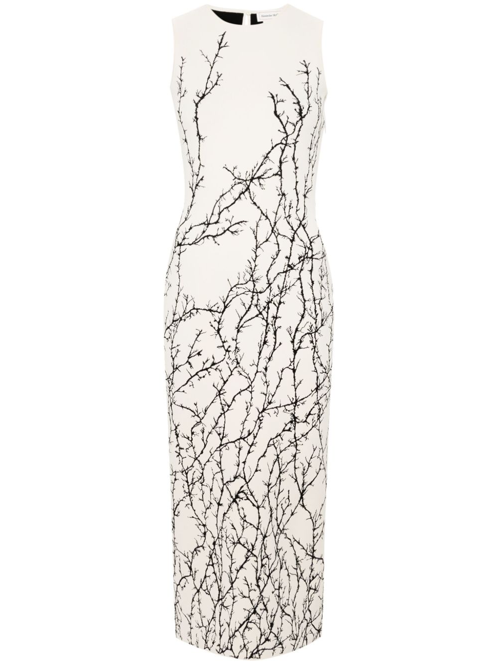 Alexander McQueen Thorn Branches 中长连衣裙 - 白色