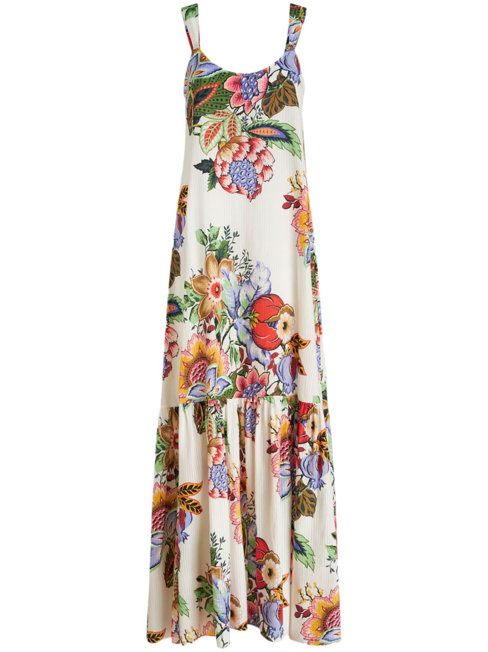ETRO 花卉印花棉混纺超长连衣裙 - 中性色