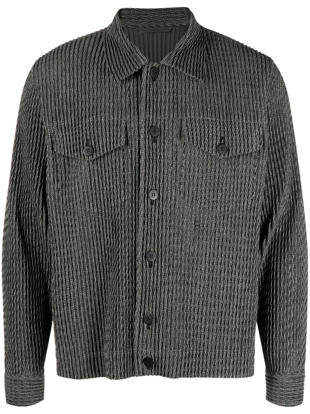 Homme Plissé Issey Miyake 罗纹长袖衬衫 - 黑色