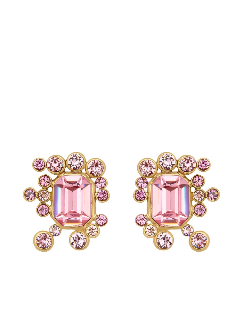 Oscar de la Renta 混合晶簇耳环 - 金色