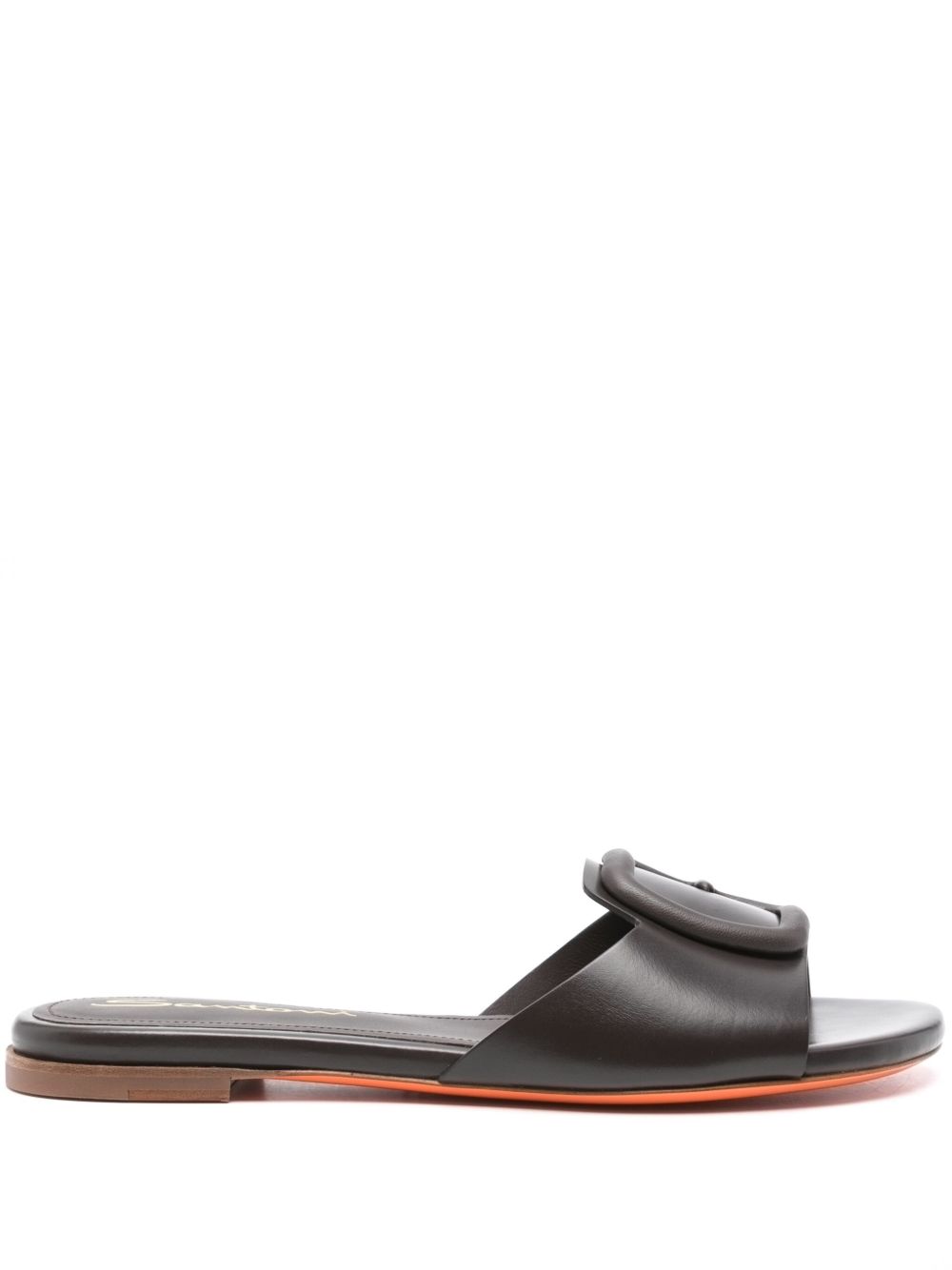 Santoni 装饰性扣环拖鞋 - 褐色