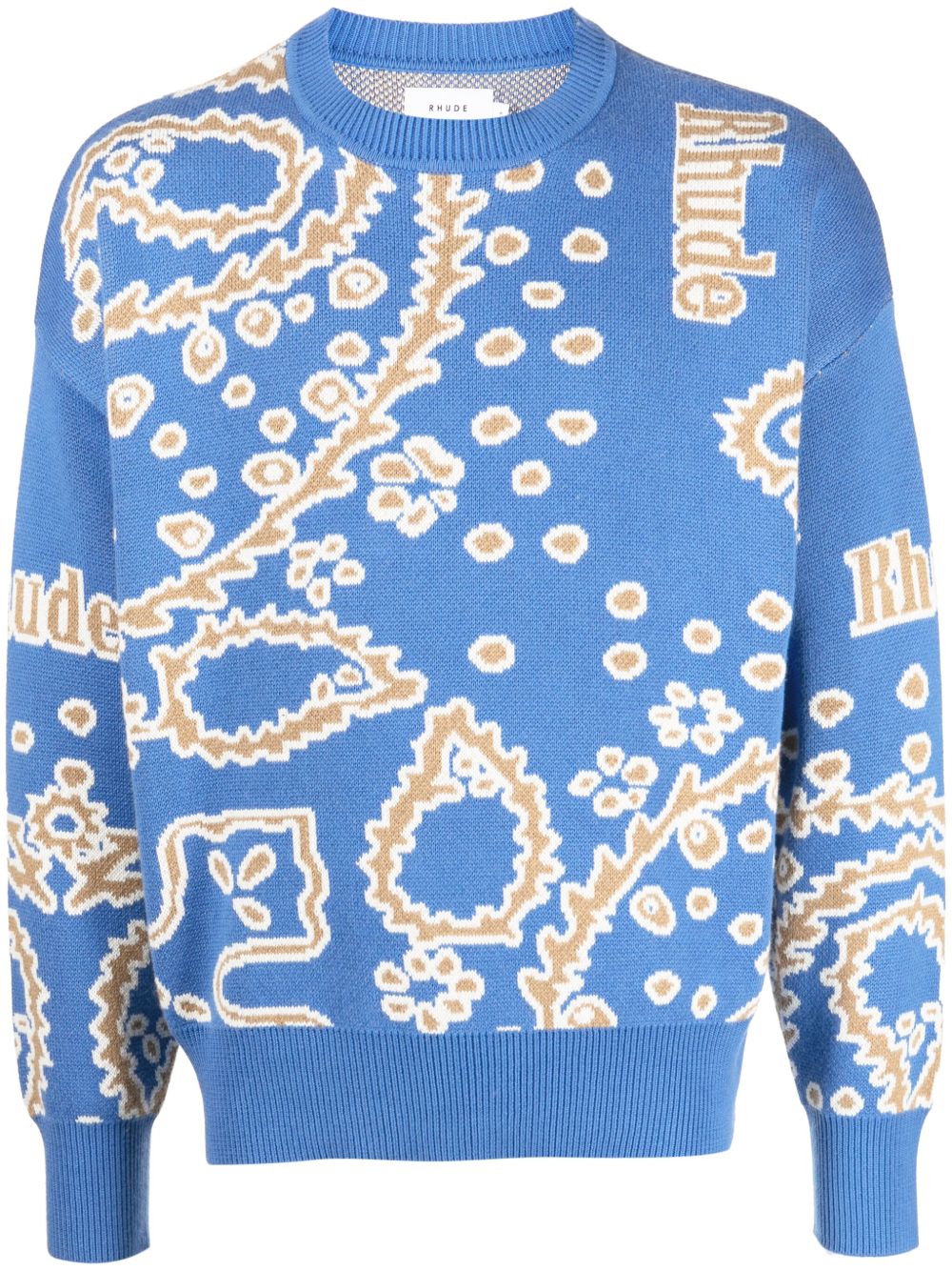RHUDE logo嵌花针织毛衣 - 蓝色