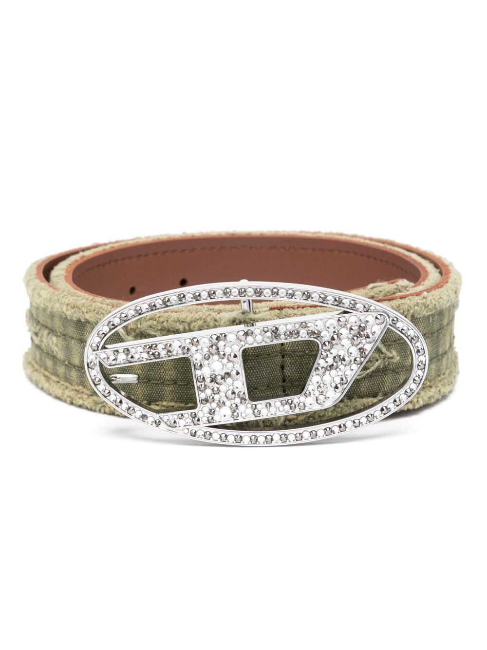 Diesel B-1dr Strass 仿旧腰带 - 绿色