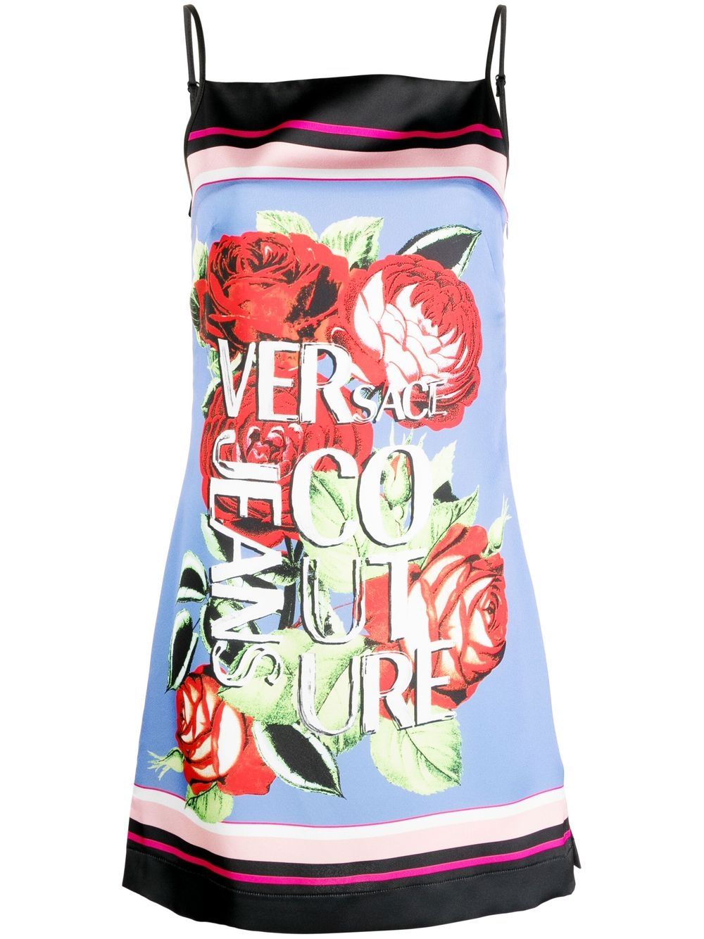 Versace Jeans Couture 图案印花无袖迷你连衣裙 - 蓝色