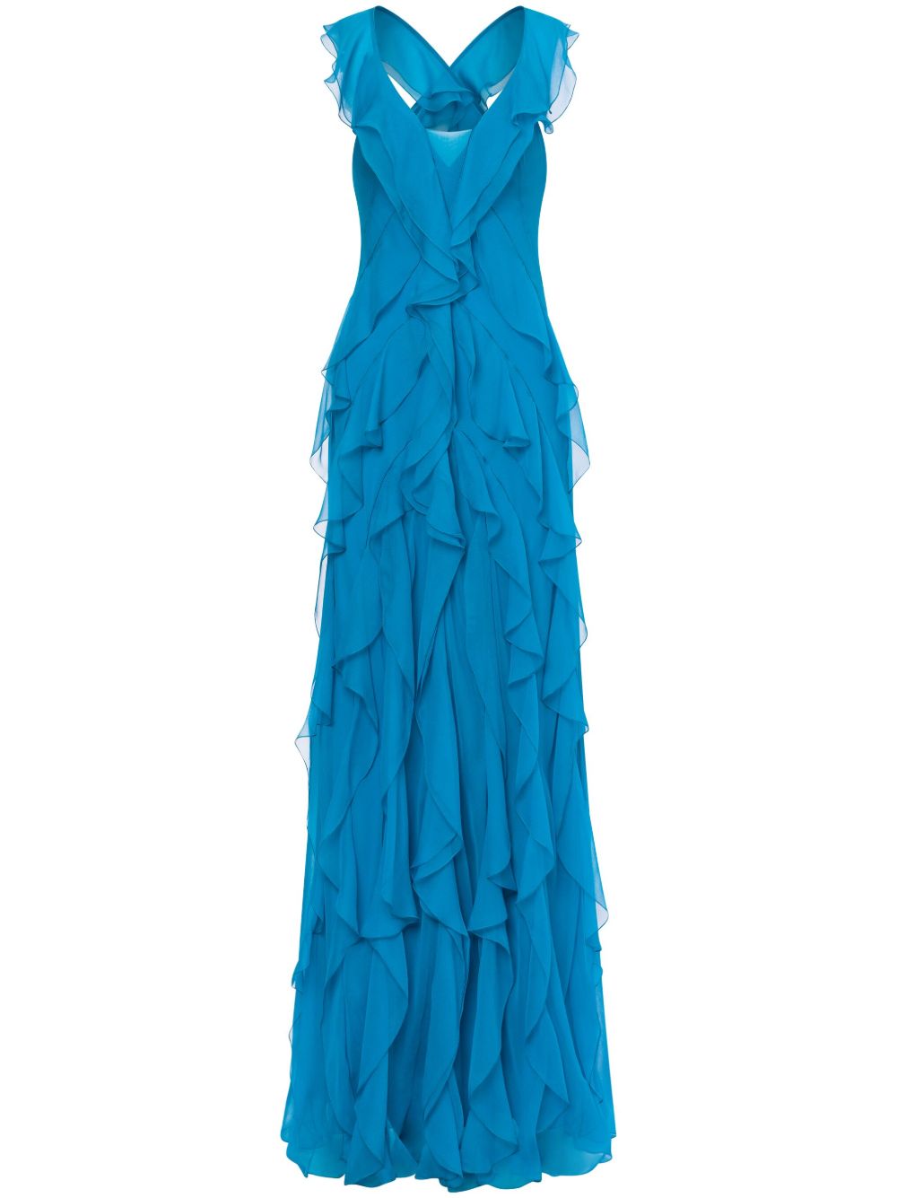 Alberta Ferretti 荷叶边礼服 - 蓝色