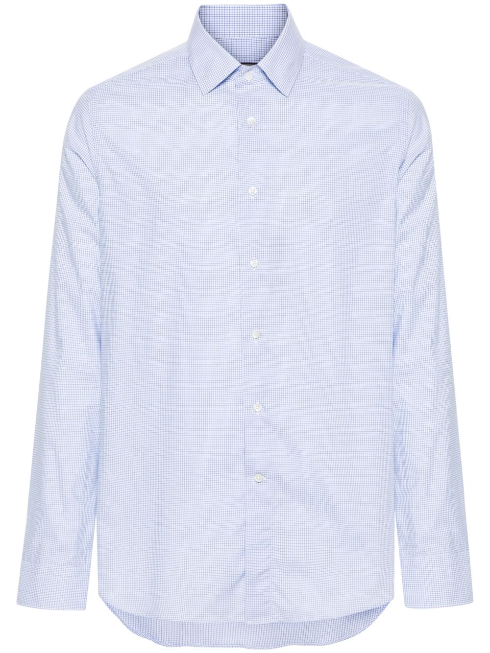 Canali 细条纹棉衬衫 - 蓝色
