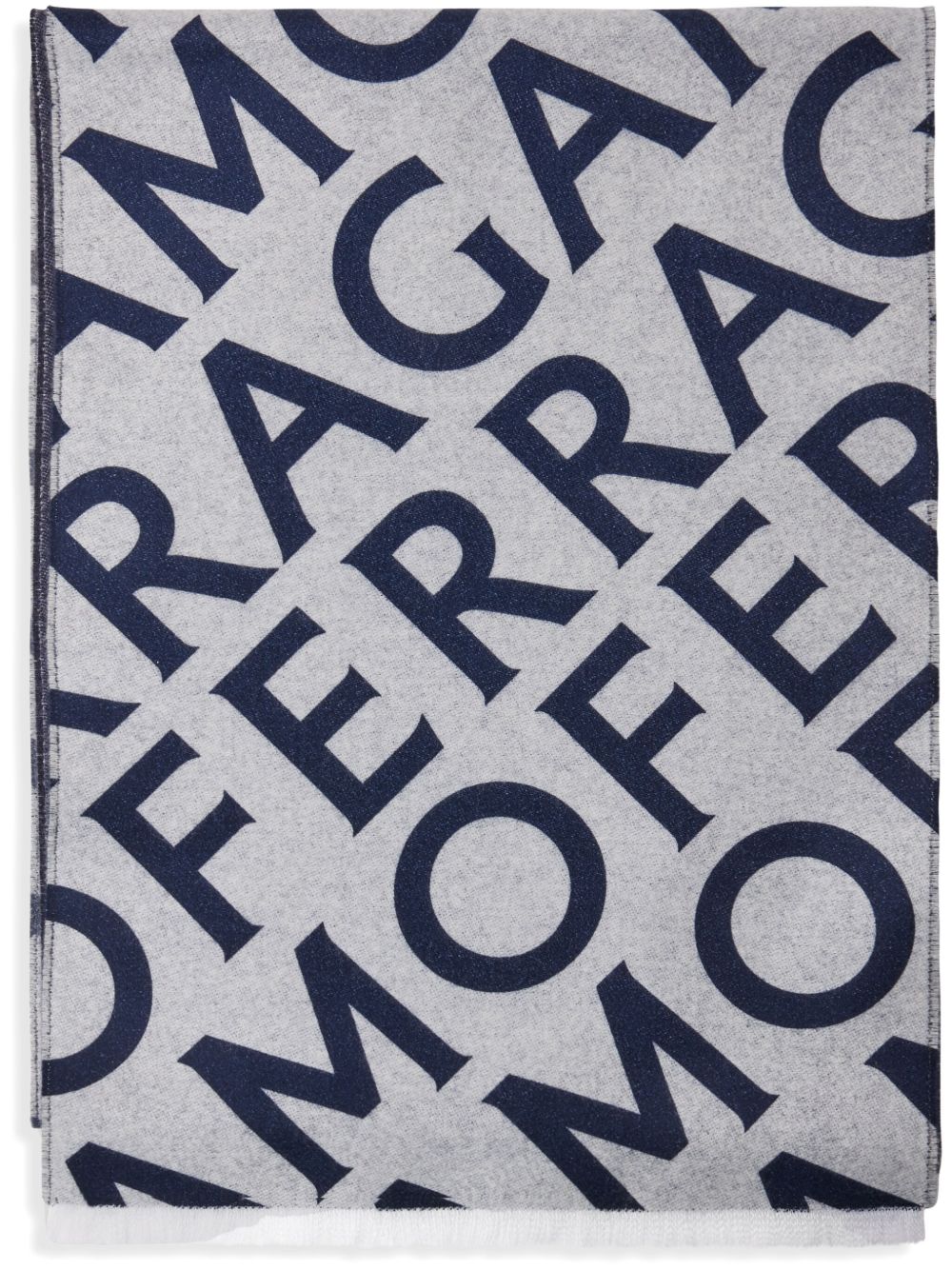 Ferragamo logo印花密织围巾 - 灰色