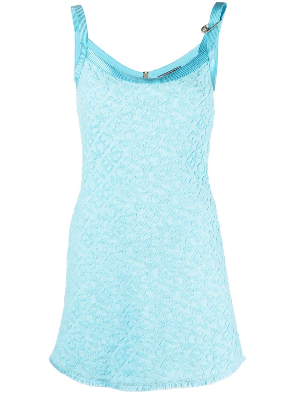 Versace Versace Allover 毛巾布迷你连衣裙 - 蓝色