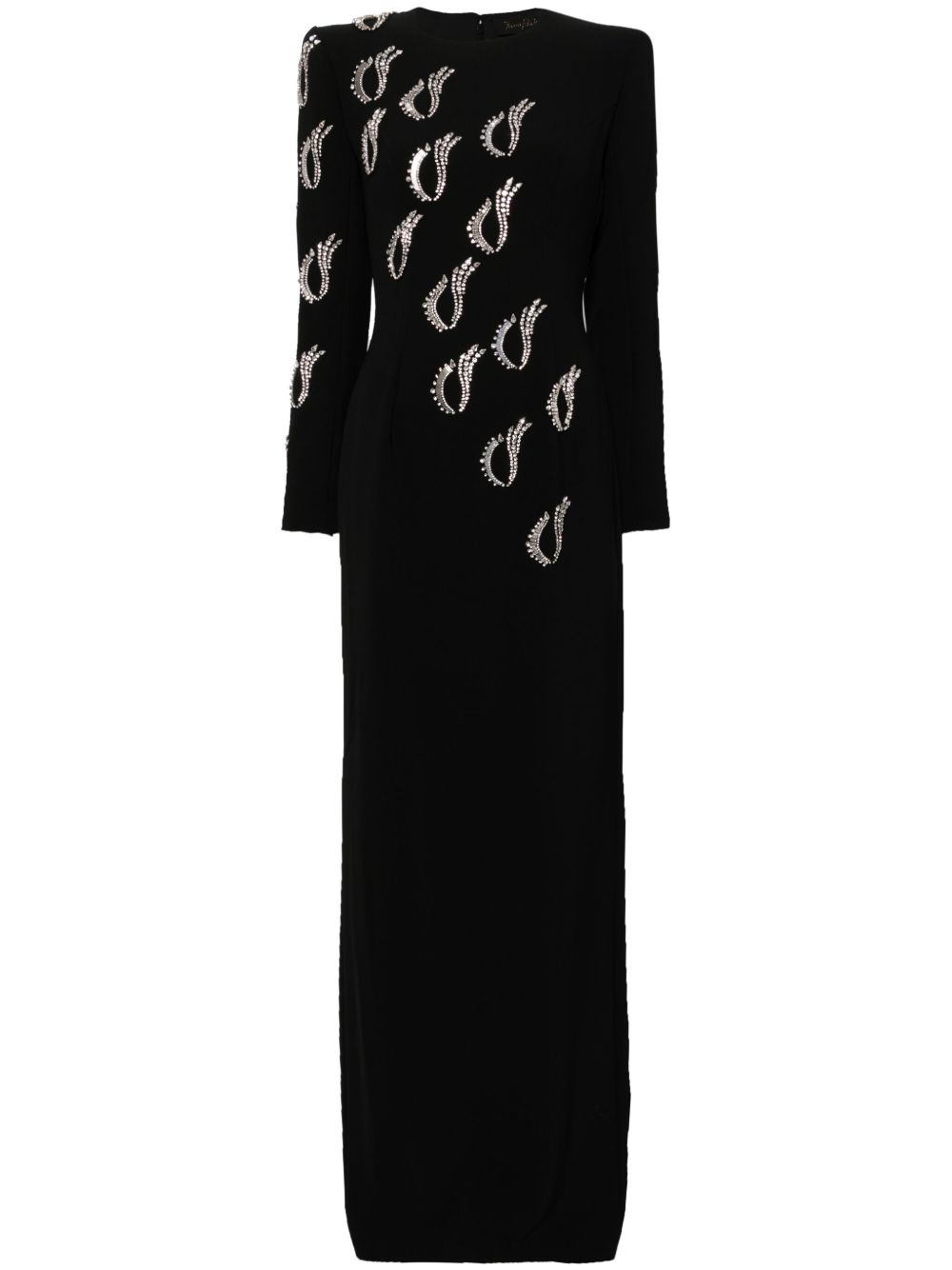 Jenny Packham Jealous 晶饰超长连衣裙 - 黑色