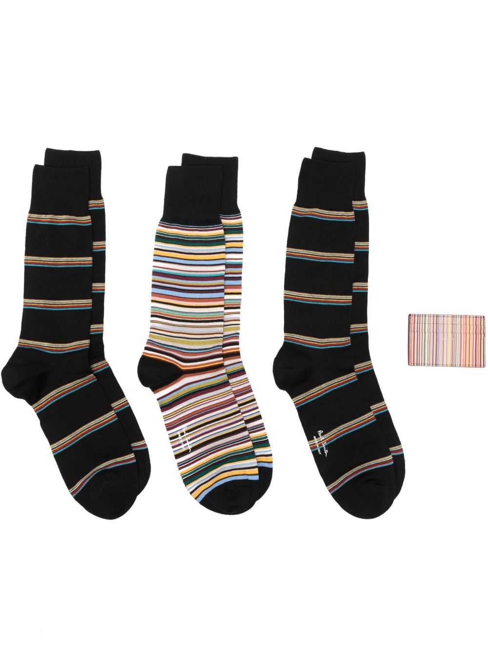 Paul Smith Artist Stripe 针织袜和卡夹（四件装） - 黑色