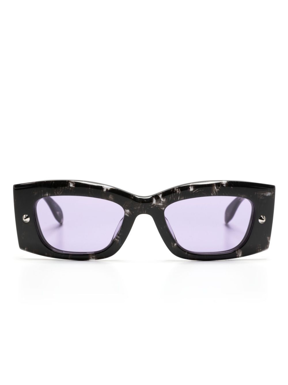 Alexander McQueen Eyewear Spike Studs 长方形框太阳眼镜 - 黑色