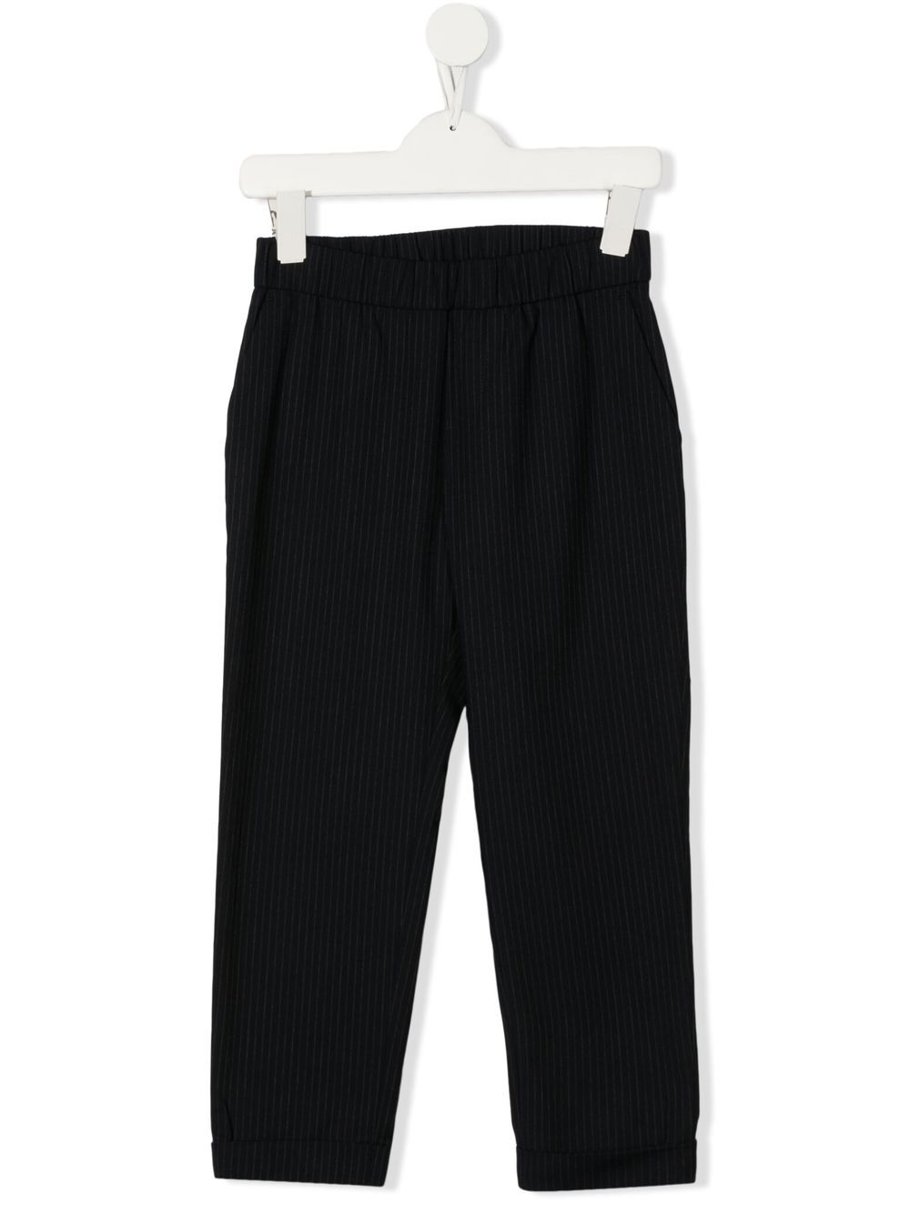 Emporio Armani Kids 细条纹长裤 - 蓝色