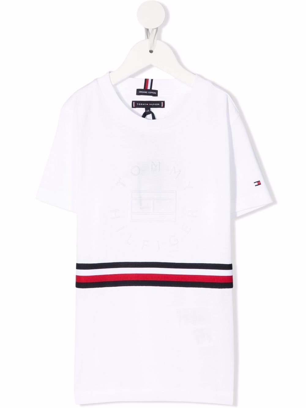Tommy Hilfiger Junior 条纹印花棉T恤 - 白色