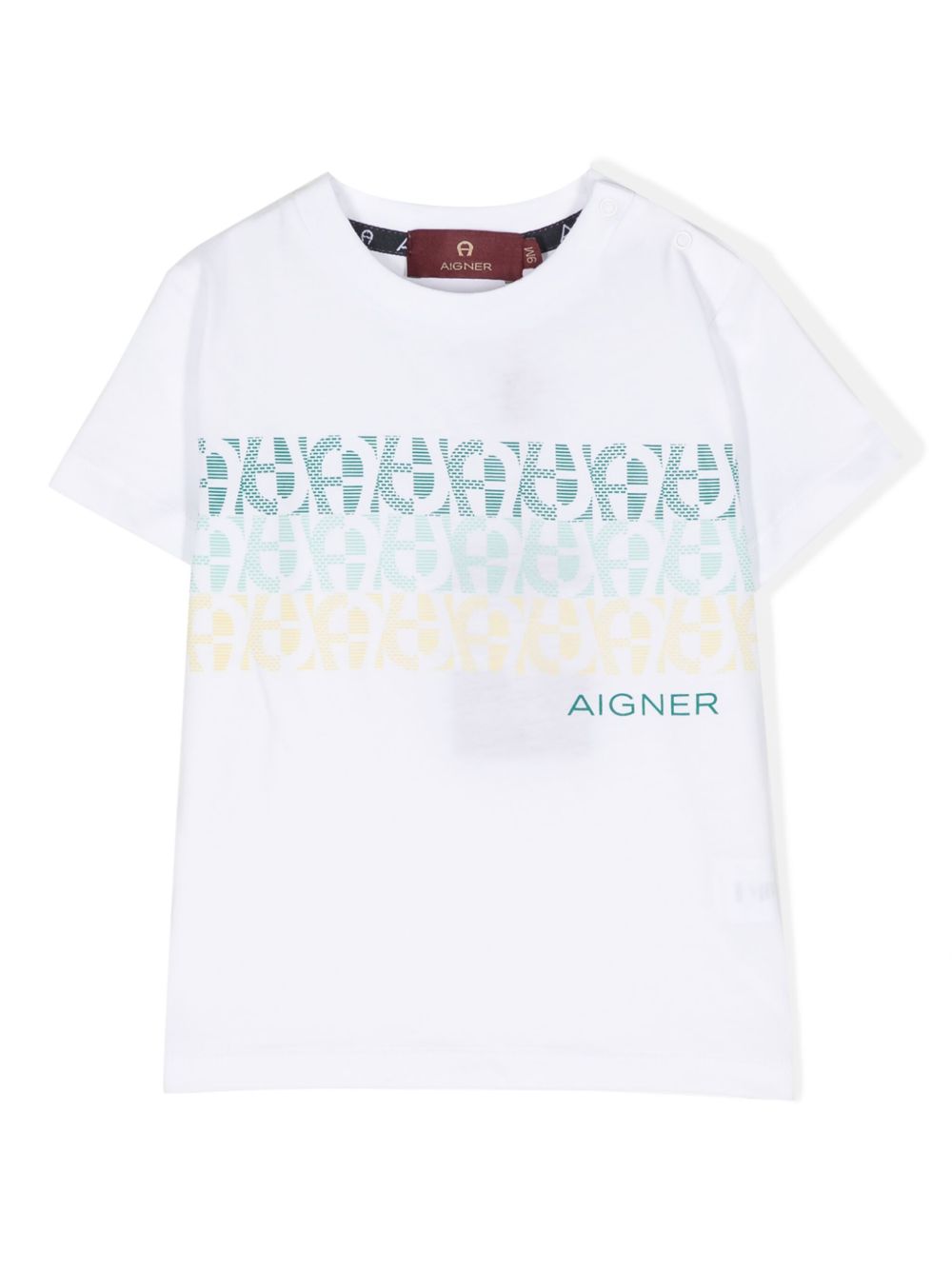 Aigner Kids logo印花棉平纹针织T恤 - 白色