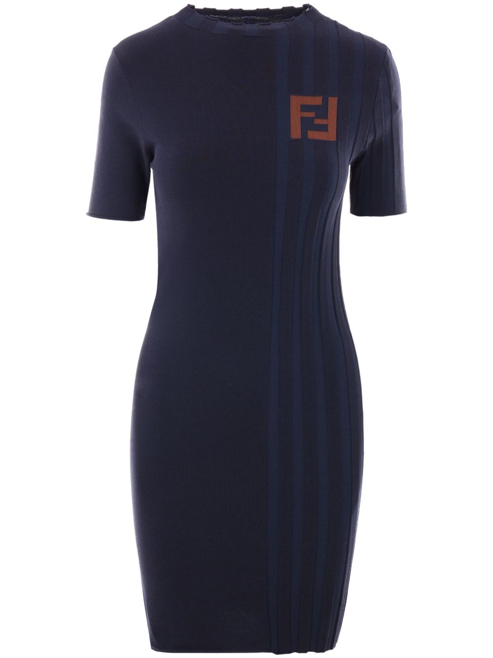 FENDI 标志性logo中长连衣裙 - 蓝色