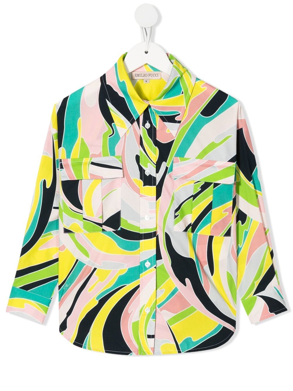 PUCCI Junior 图案印花长袖衬衫 - 绿色