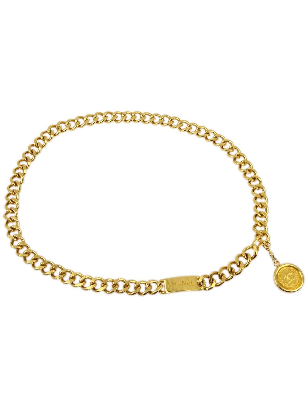CHANEL Pre-Owned 镀金 Medallion 链式腰带（1990-2000年代典藏款） - 金色