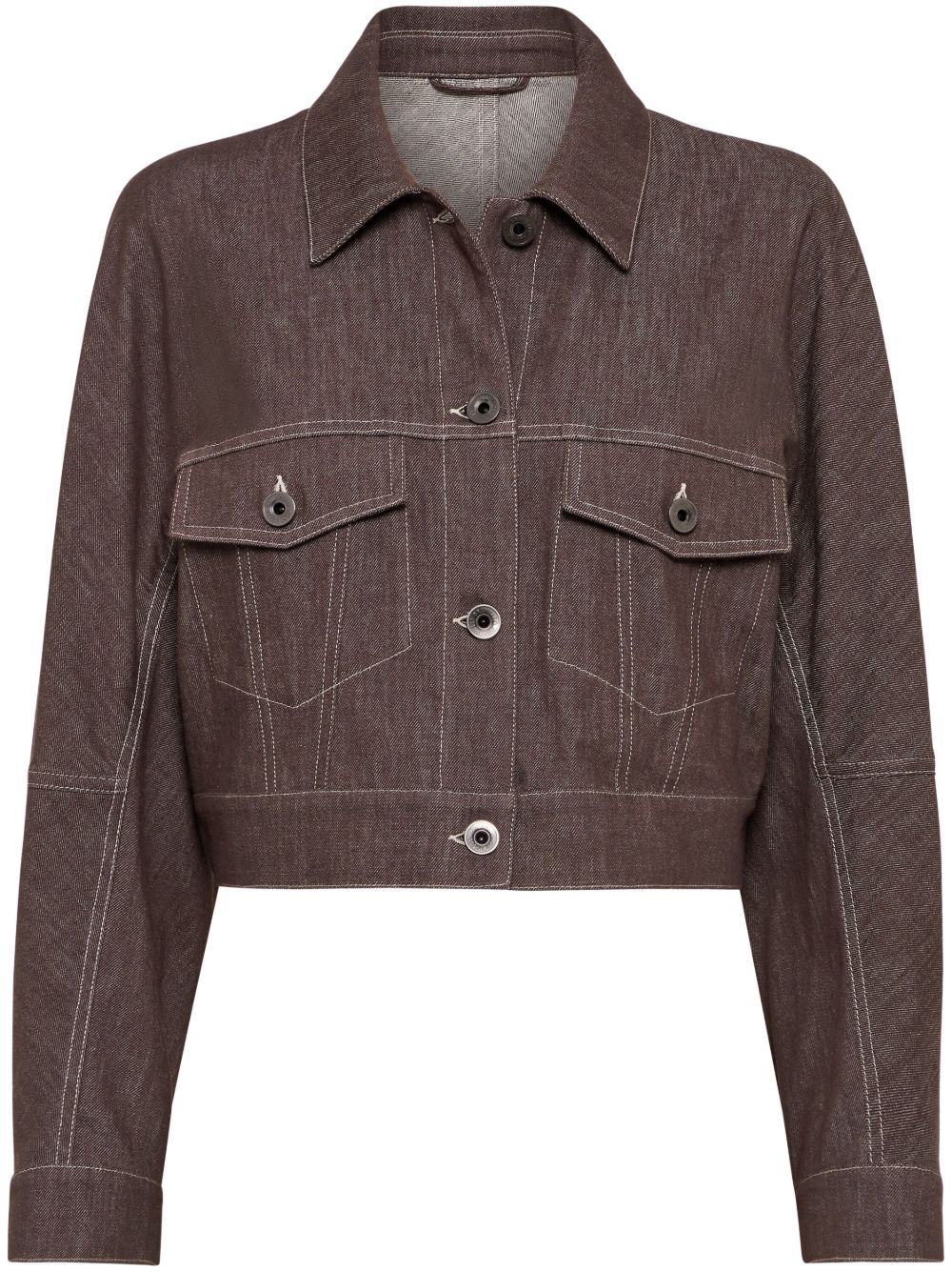 Brunello Cucinelli Monili 珠饰短款夹克 - 褐色