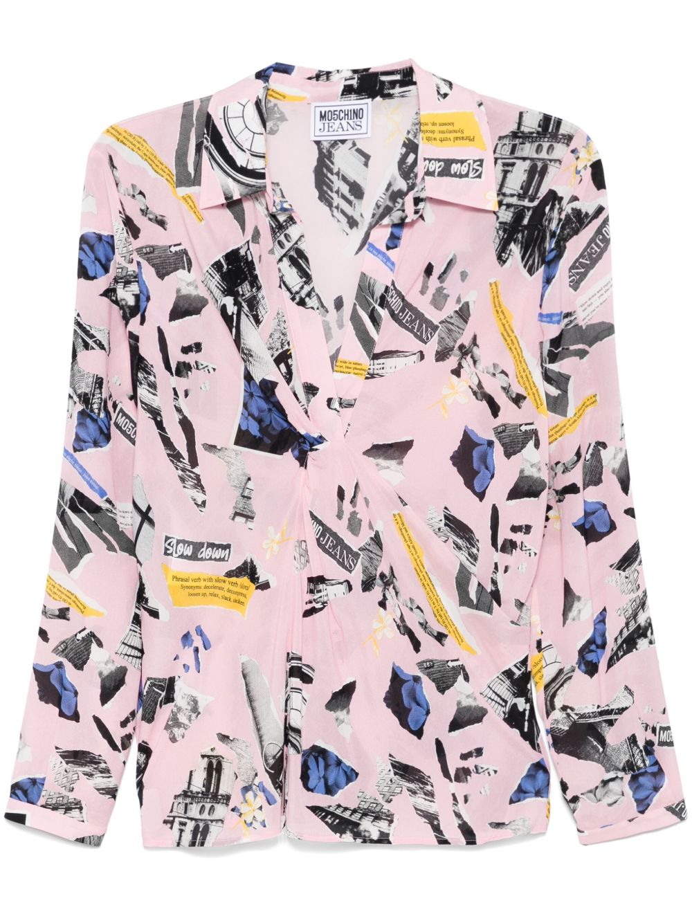 MOSCHINO JEANS 拼贴设计印花罩衫 - 粉色