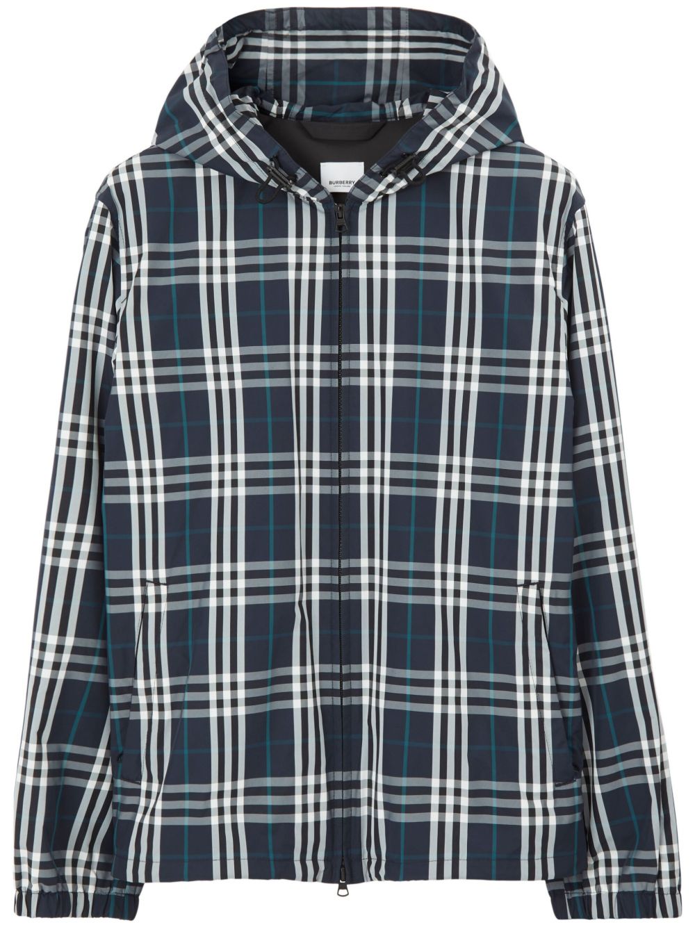 Burberry 拉链格纹连帽夹克 - 白色