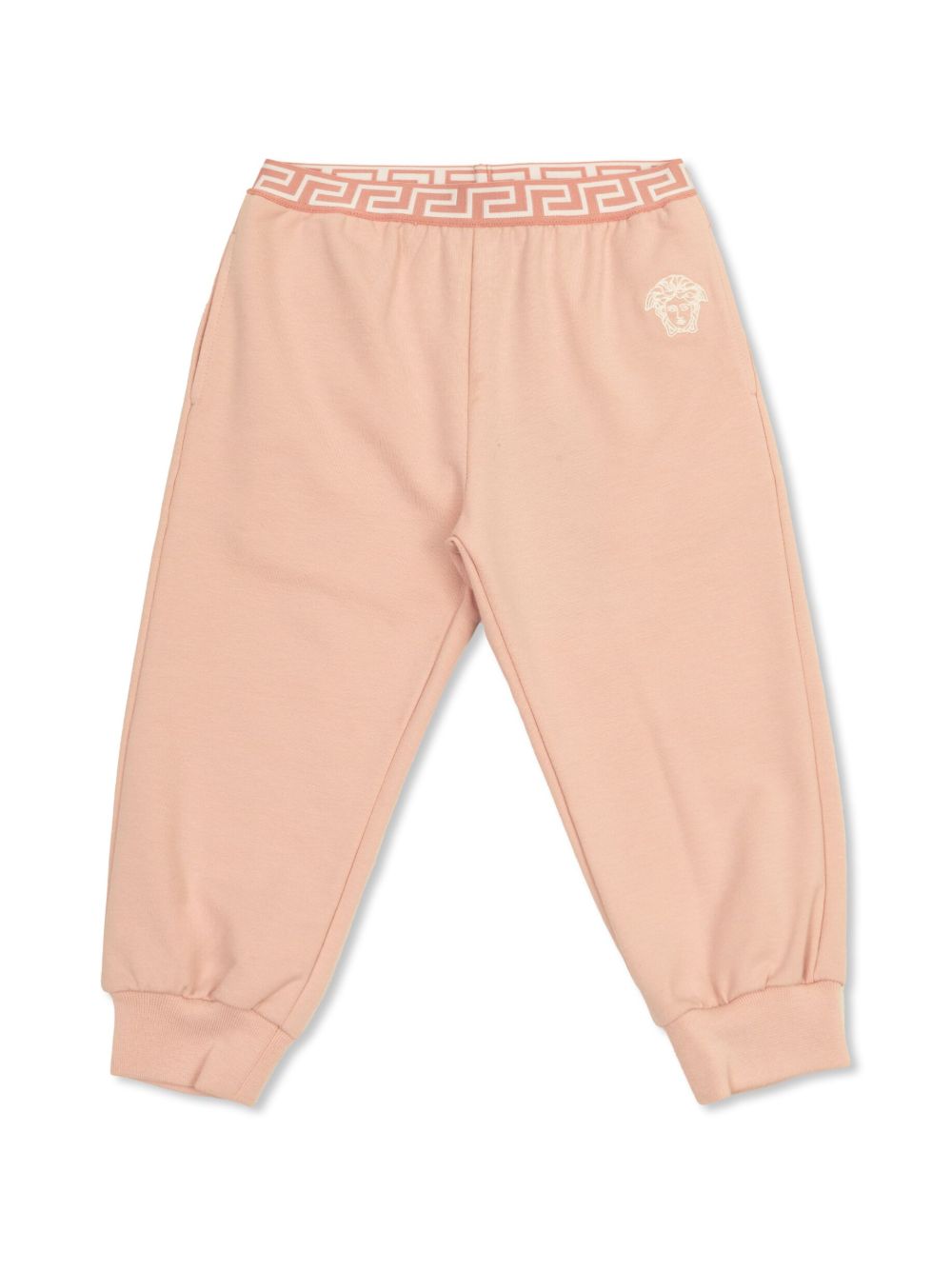 Versace Kids logo刺绣运动裤 - 粉色