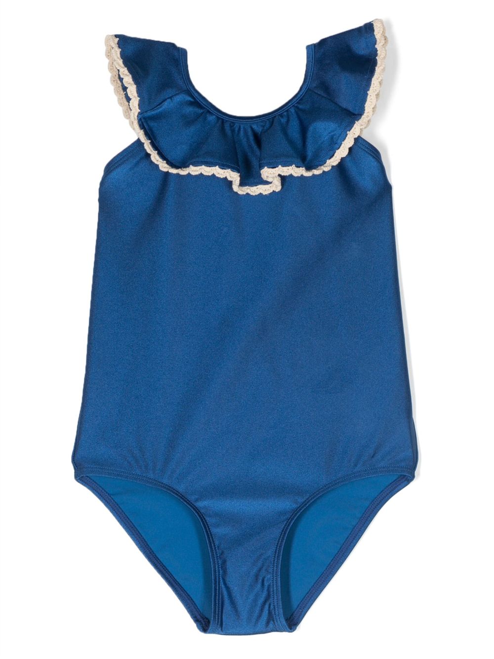 ZIMMERMANN Kids 对比边饰露背连体泳衣 - 蓝色