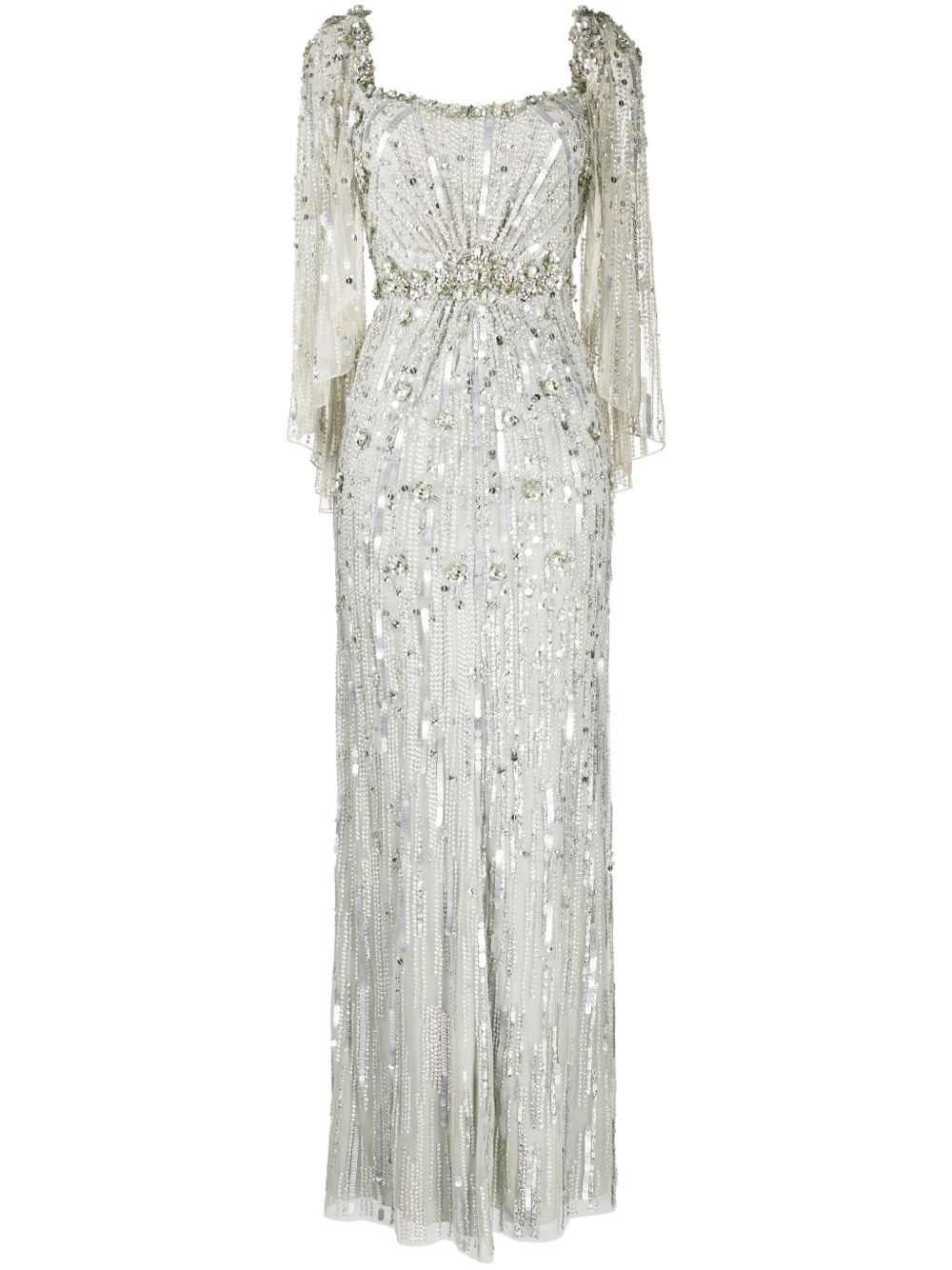Jenny Packham Brightstar 亮片缀饰薄纱礼服 - 绿色