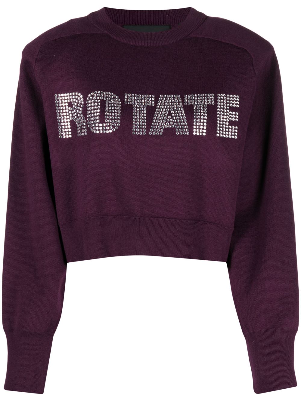 ROTATE BIRGER CHRISTENSEN 水钻缀饰logo贴花毛衣 - 紫色