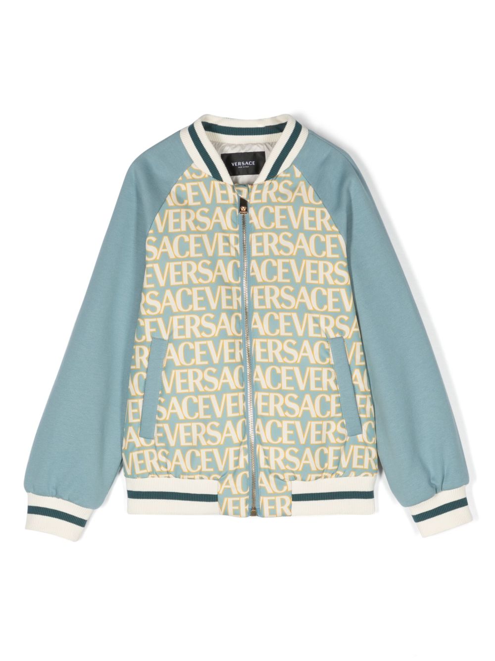 Versace Kids Versace Allover飞行员夹克 - 蓝色