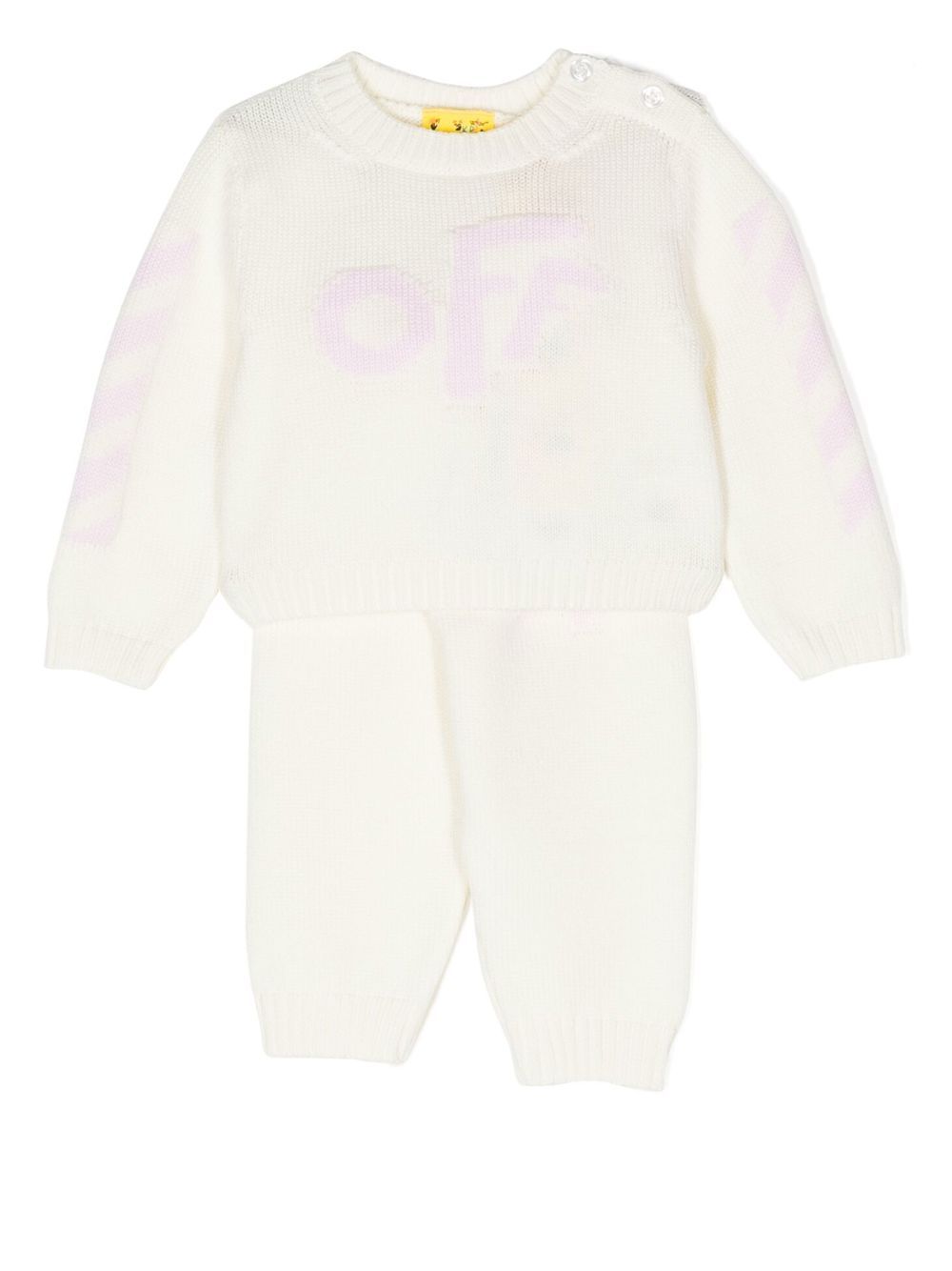Off-White Kids Diag 条纹针织套装 - 白色