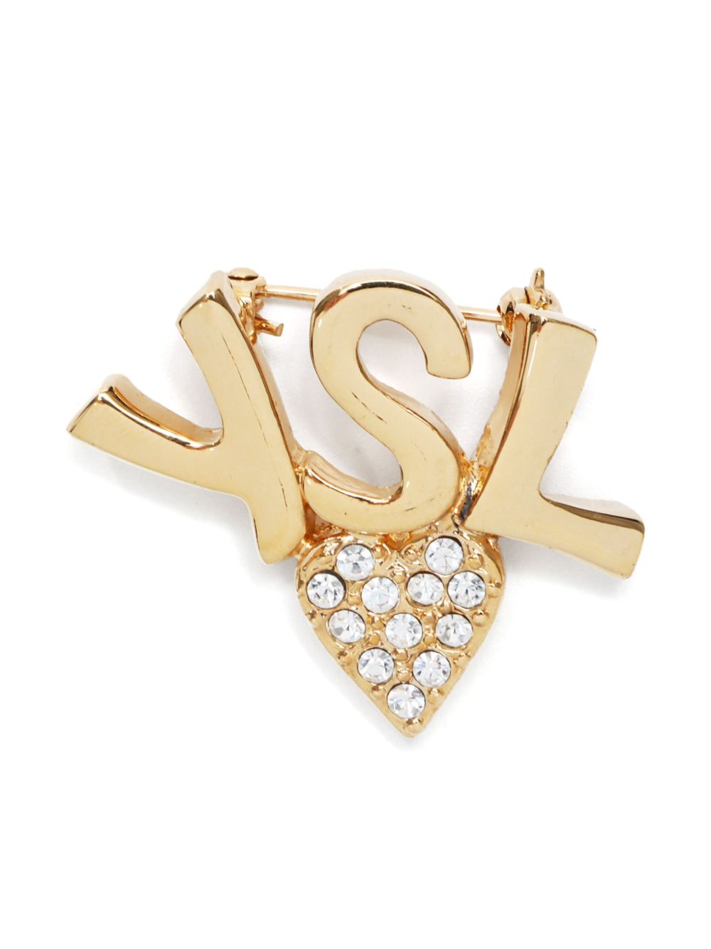 Saint Laurent Pre-Owned YSL 心形胸针（2000年代典藏款） - 金色