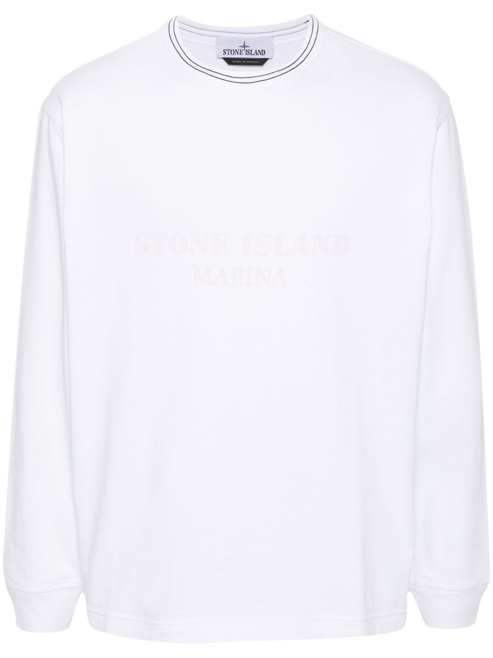 Stone Island logo印花棉卫衣 - 白色