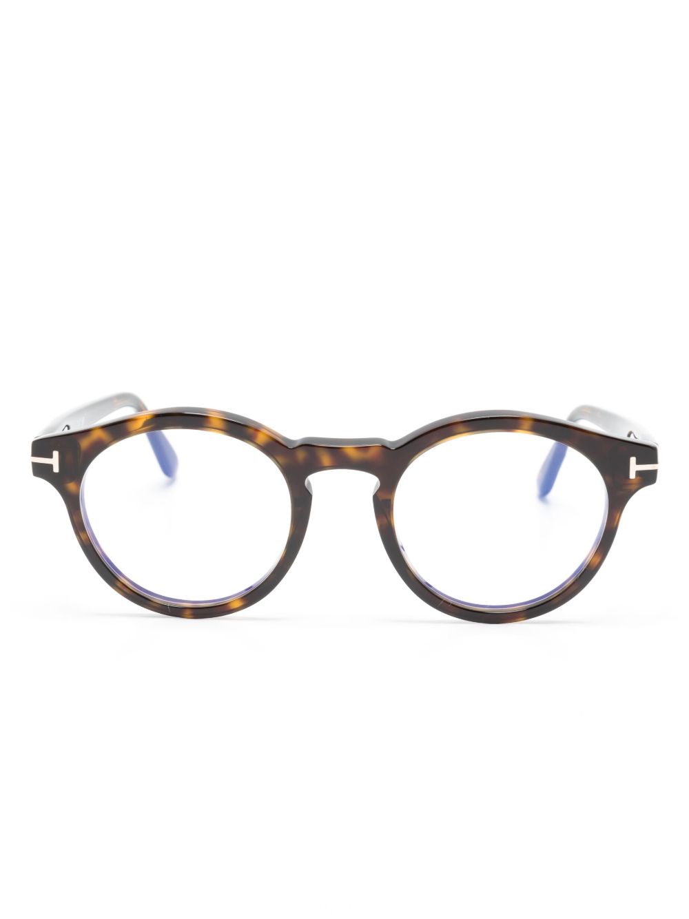 TOM FORD Eyewear 玳瑁纹广角大圆框眼镜 - 褐色