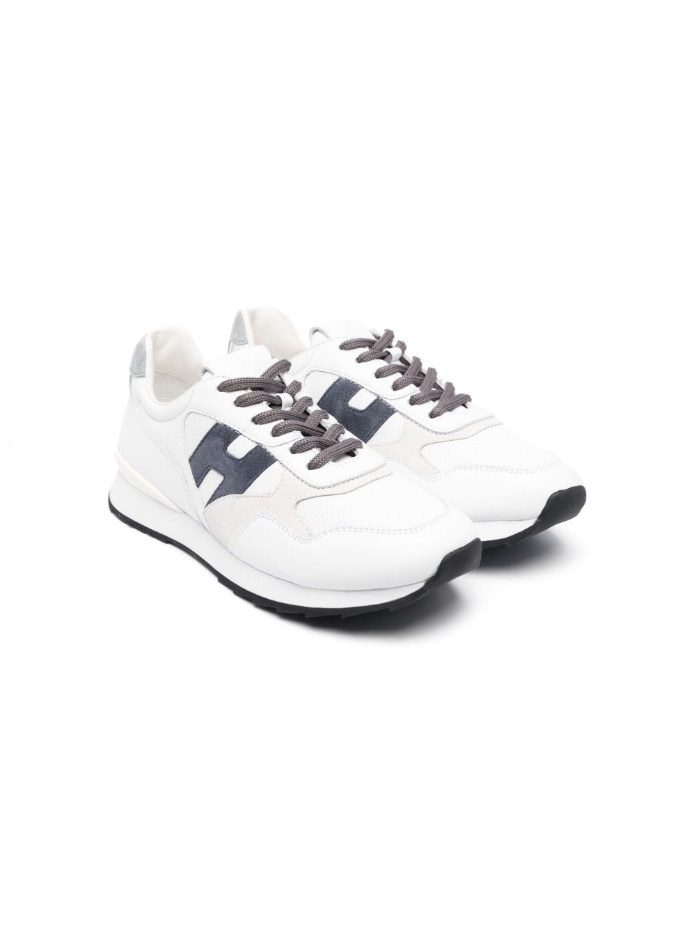 Hogan Kids R261 低帮皮质运动鞋 - 白色