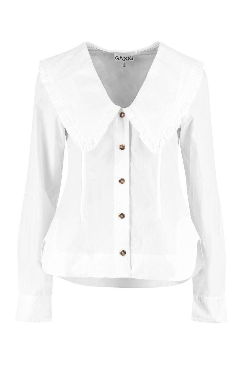 Ganni Maxi Collar Cotton Shirt