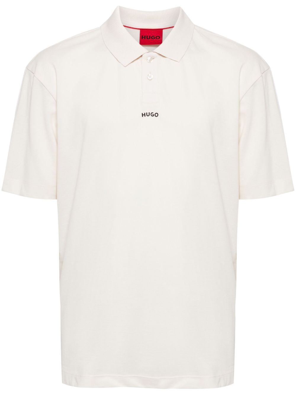 HUGO logo印花棉polo衫 - 白色