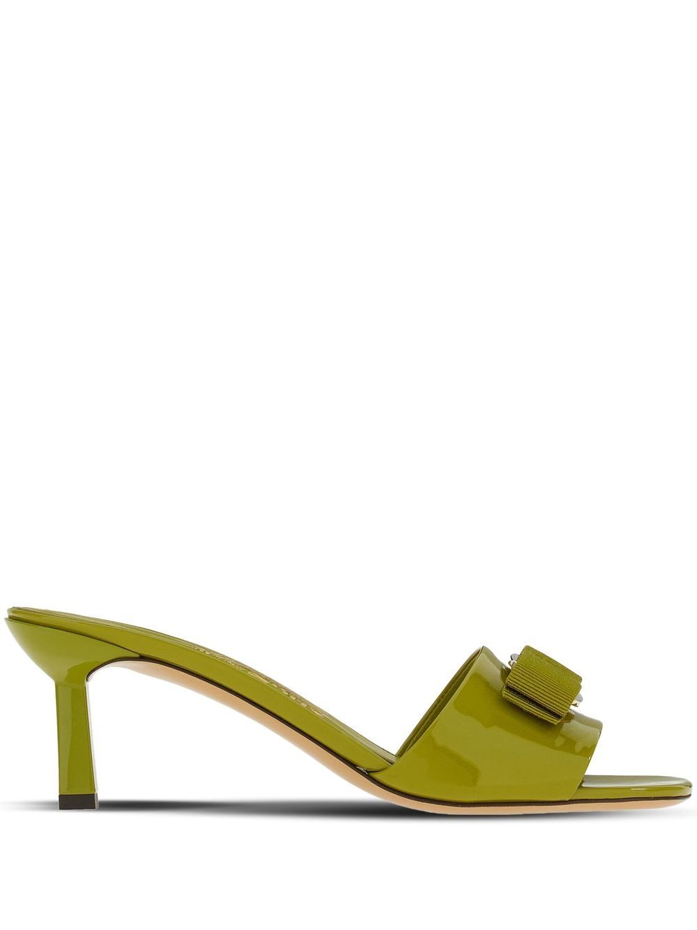 Ferragamo Vara 蝴蝶结中跟穆勒鞋 - 绿色
