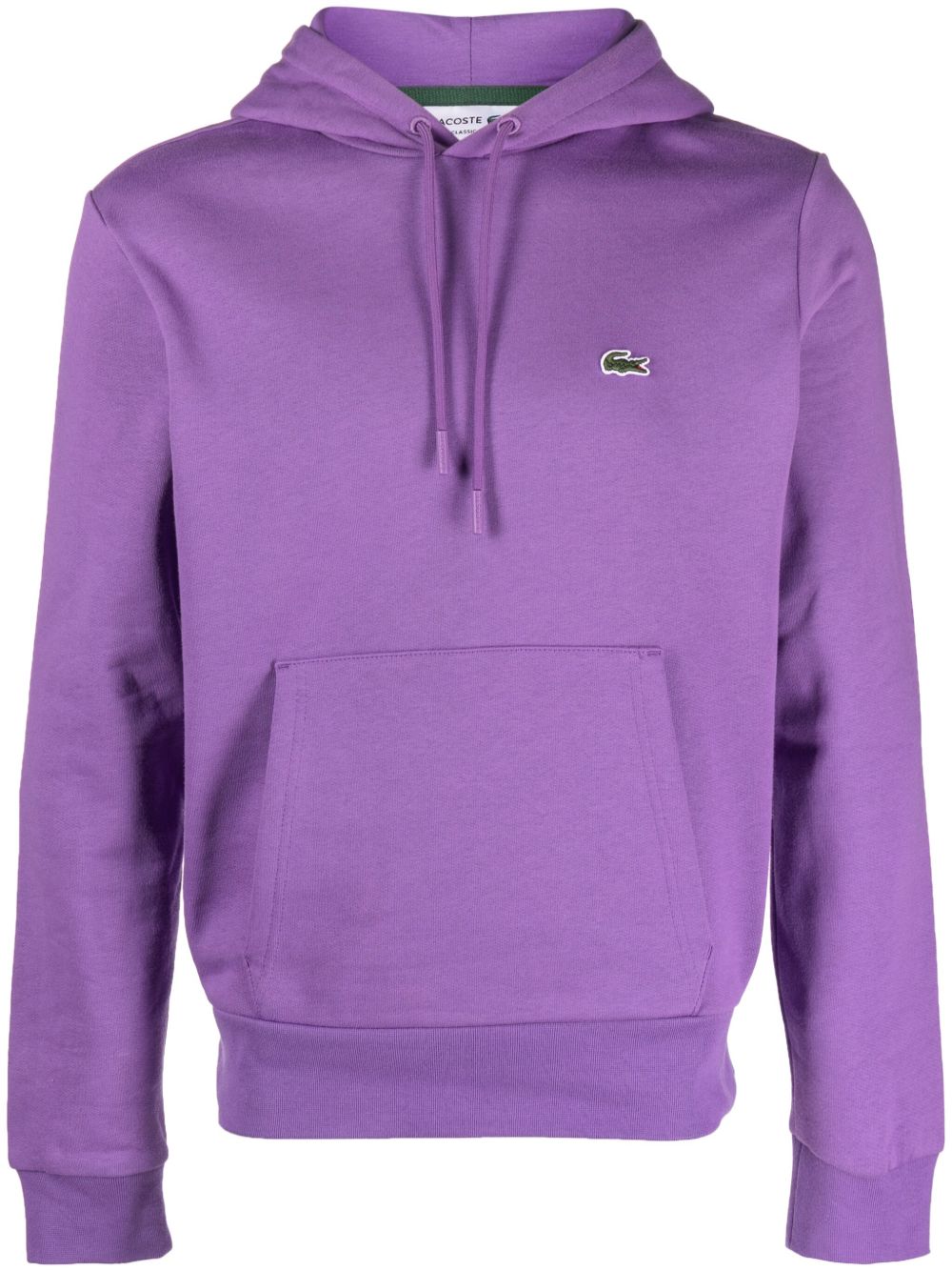 Lacoste logo刺绣棉混纺连帽衫 - 紫色