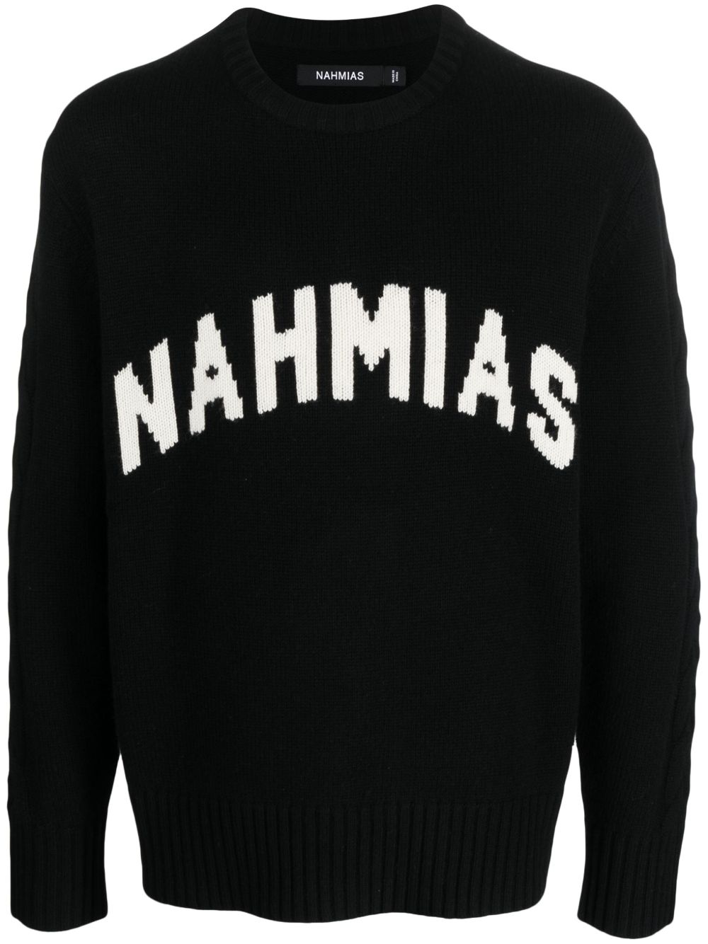Nahmias logo嵌花针织羊毛毛衣 - 黑色