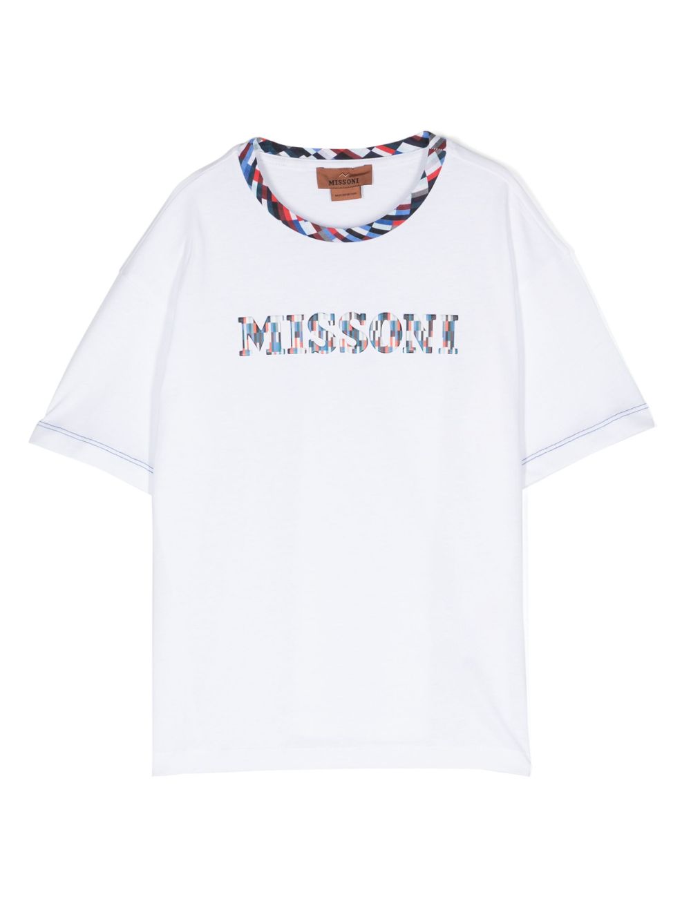 Missoni Kids logo压纹棉T恤 - 白色