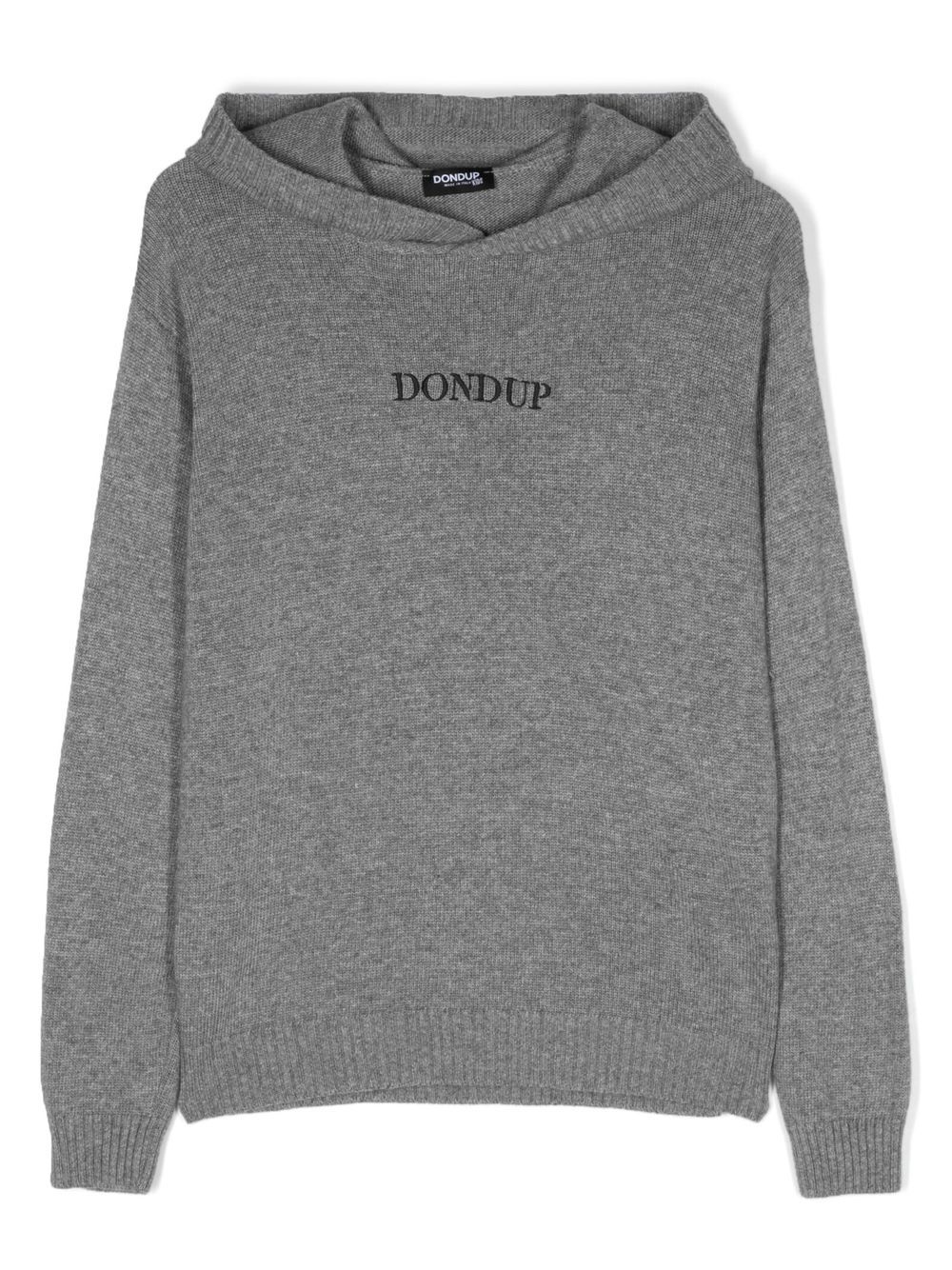 DONDUP KIDS logo印花针织连帽衫 - 灰色