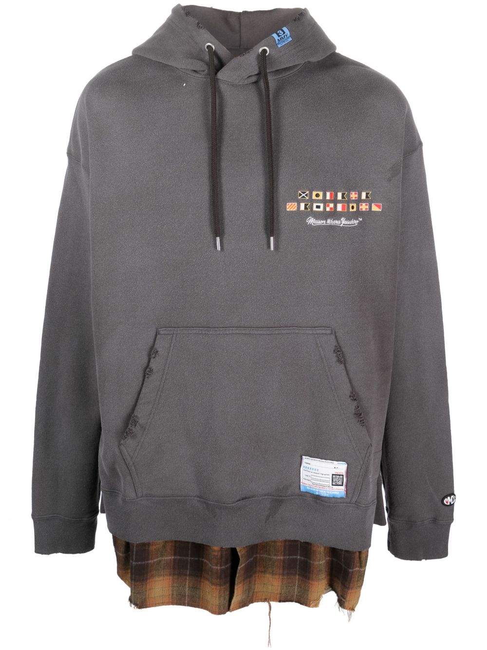 Maison MIHARA YASUHIRO Triple Layered 仿旧棉连帽衫 - 灰色