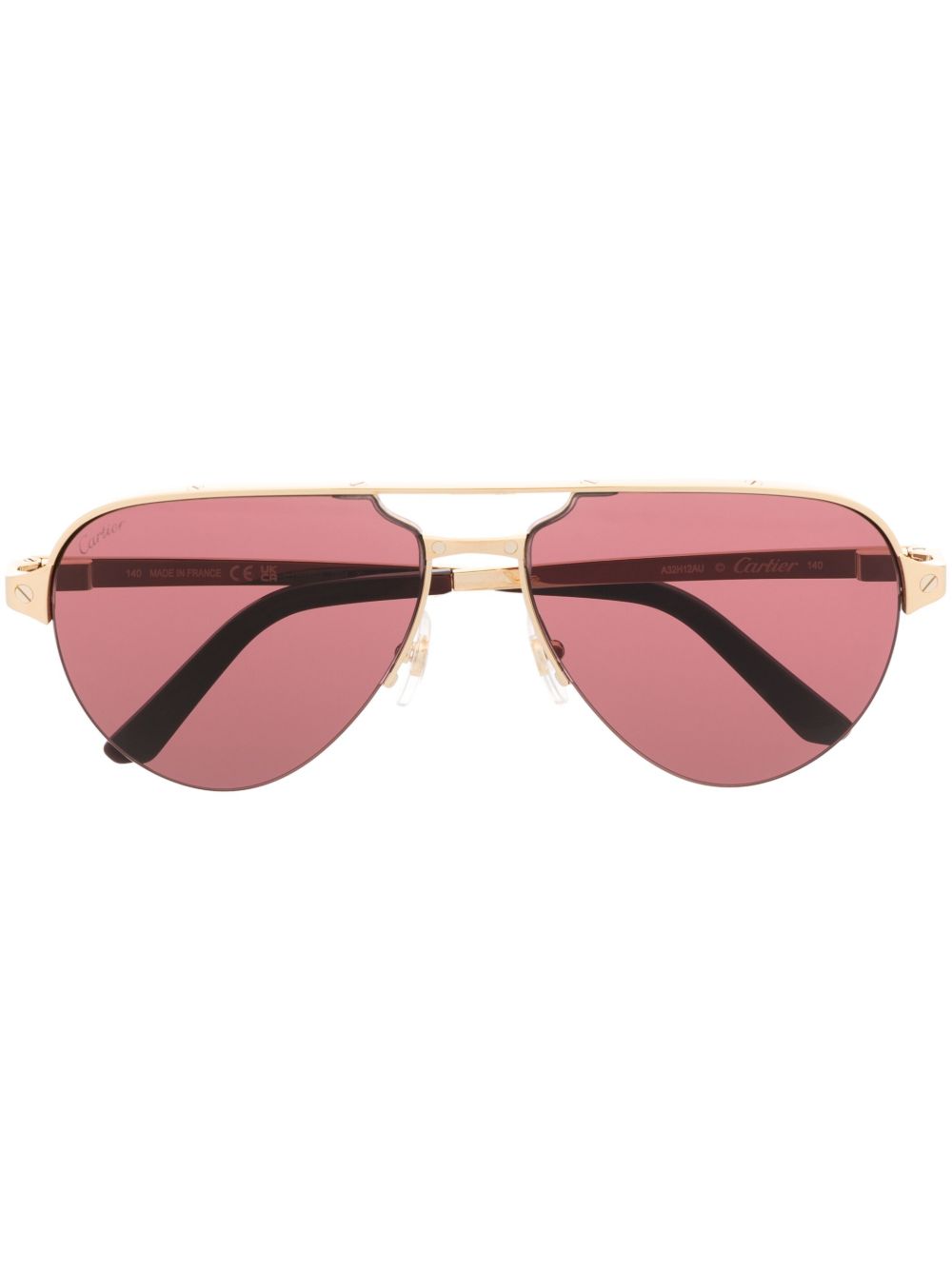 Cartier Eyewear 飞行员镜框太阳眼镜 - 金色
