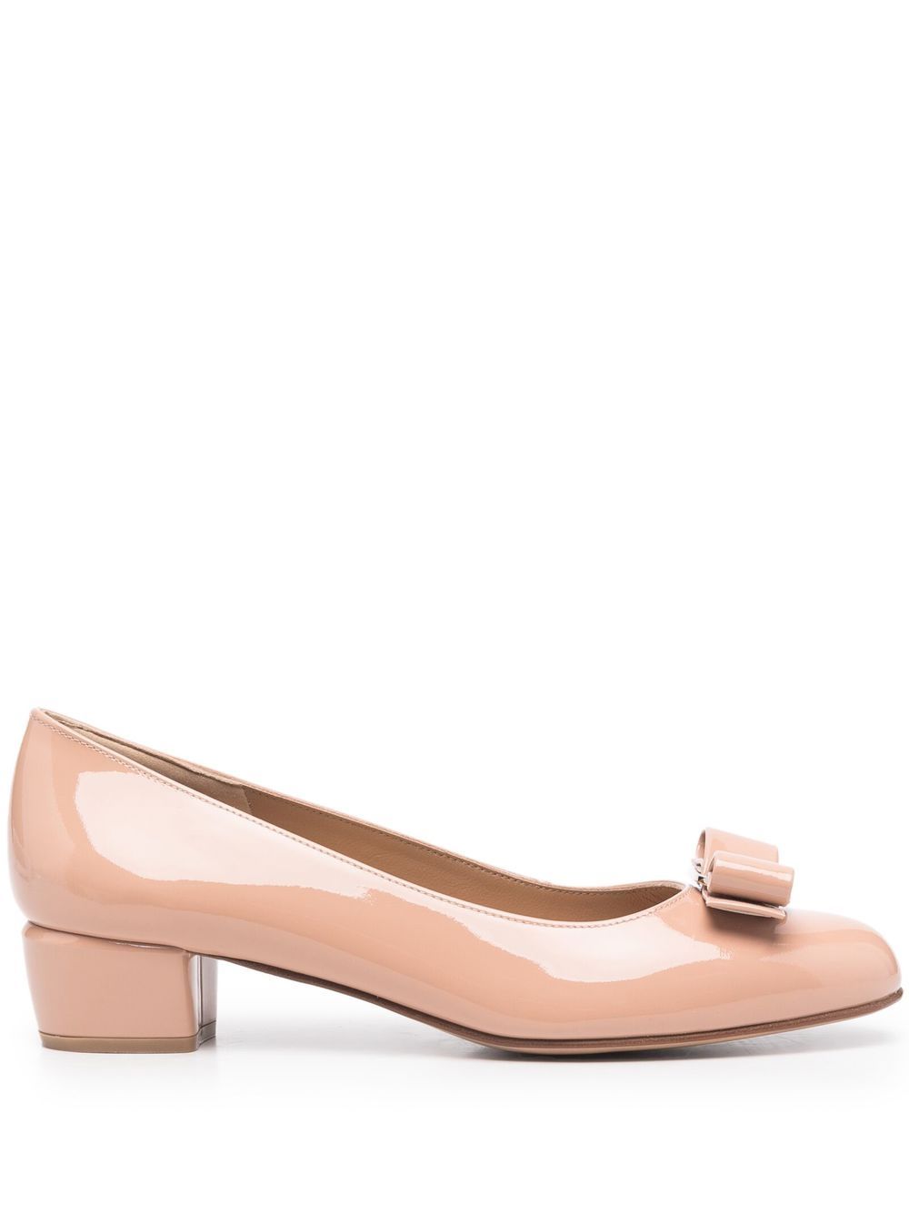 Ferragamo Vara 蝴蝶结细节低跟鞋 - 中性色